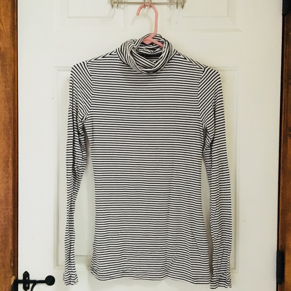 Stripped Turtle Neck Top